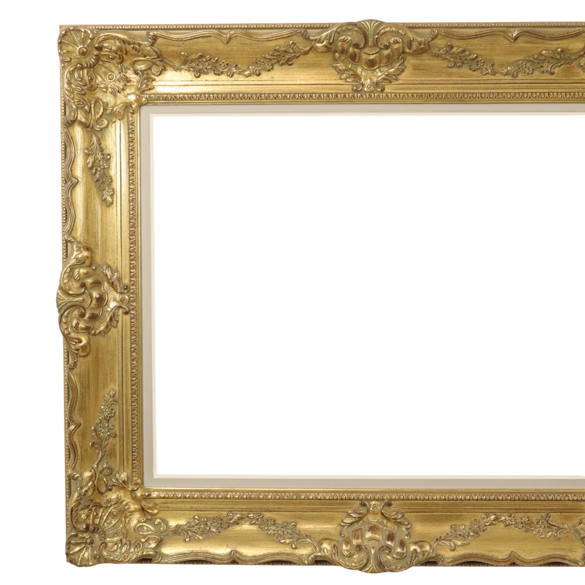 Belgian Beautiful Golden Baroque Style Frame Classic Frame 84x74cm For Sale