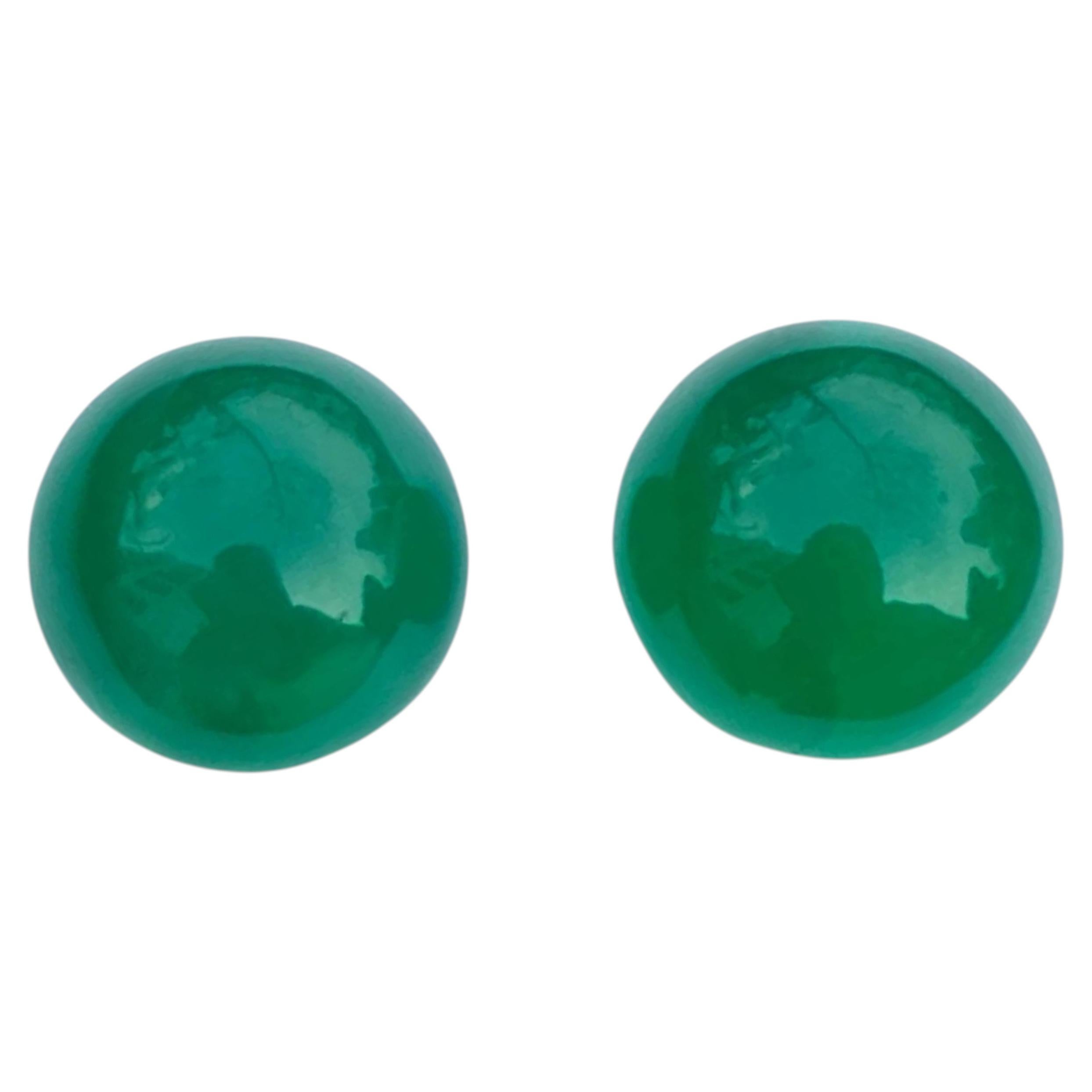 Beautiful Green Agate Pair Gemstone 7.25 Carats Round Shape Indian Gemstone