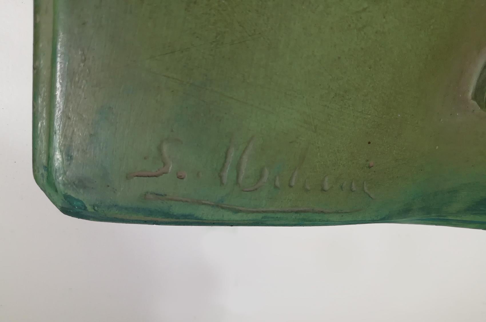 20ième siècle Magnifique sculpture en terre cuite verte signée S.Melanie Greene, circa 1920 en vente