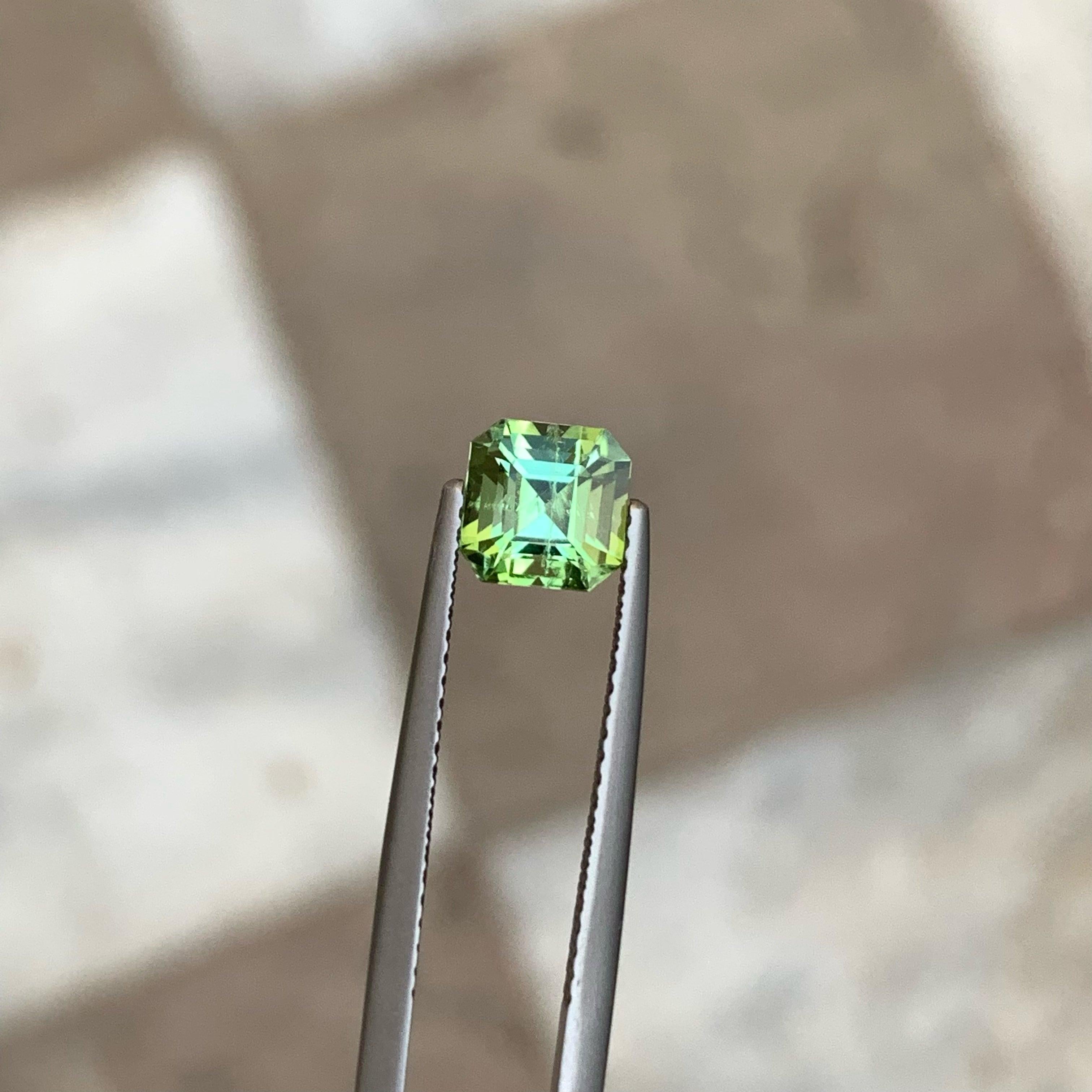 Beautiful Greenish Blue Tourmaline Stone of 1.25 carats from Afghanistan has a wonderful cut in a Octagon shape, incredible Greenish blue Color. Great brilliance. This gem is SI Clarity.

Product Information
GEMSTONE TYPE:	Beautiful Greenish Blue