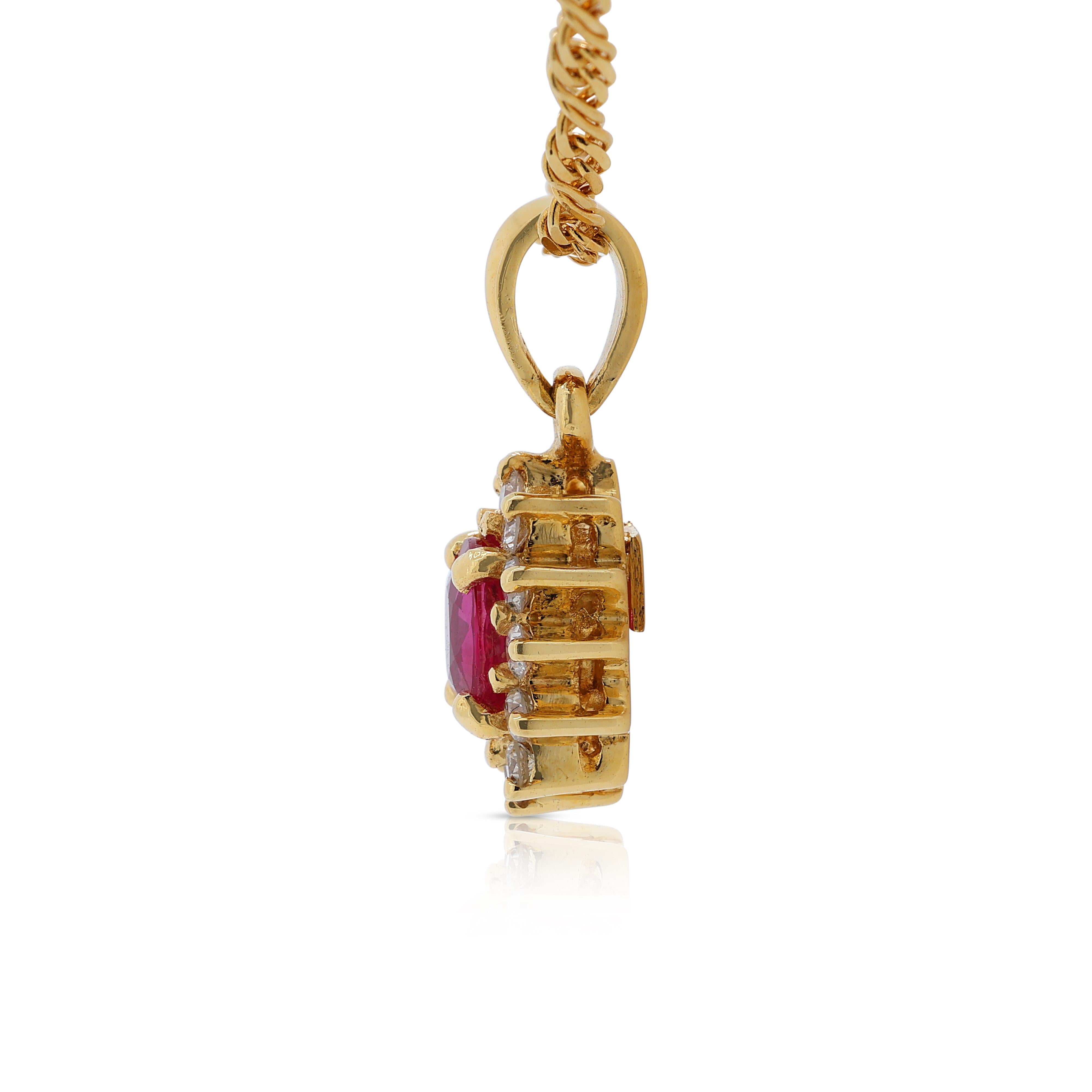 Women's Beautiful Half Carat Sapphire Necklace with Natural Diamonds in 18K Yellow Gold