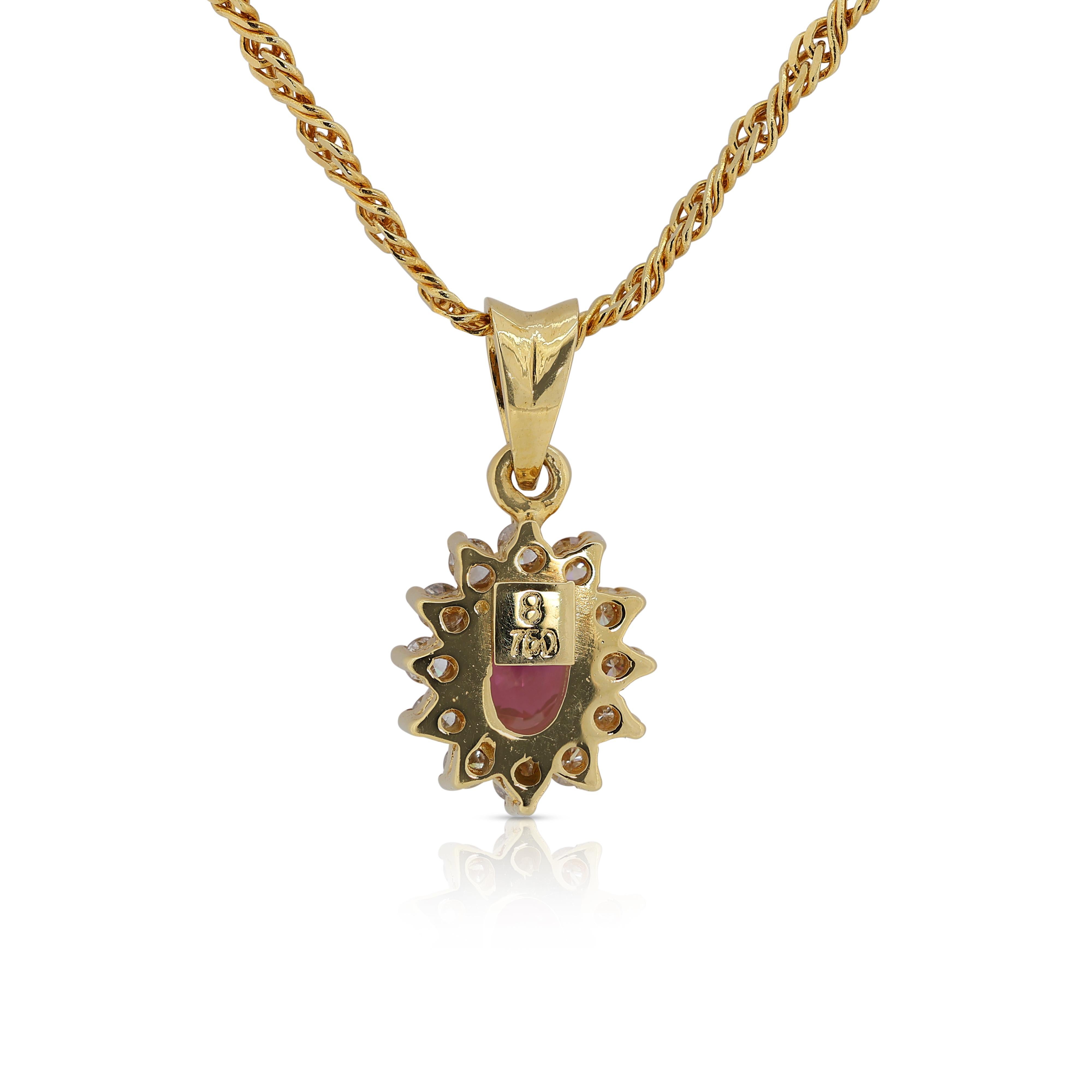Beautiful Half Carat Sapphire Necklace with Natural Diamonds in 18K Yellow Gold 1