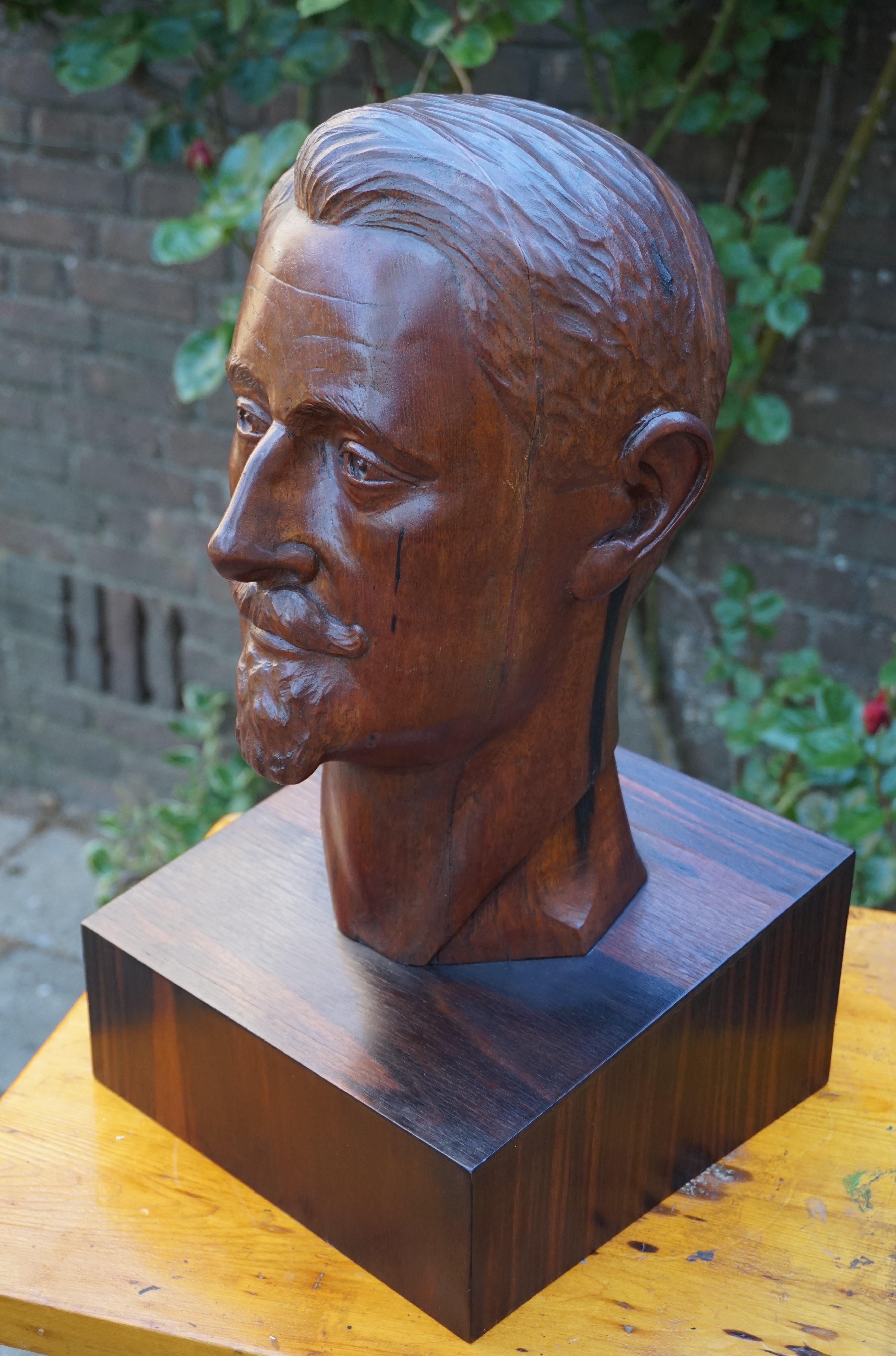 Dutch Beautiful Hand Carved Art Deco Era Sculpture of Artist & Designer Chris De Moor For Sale