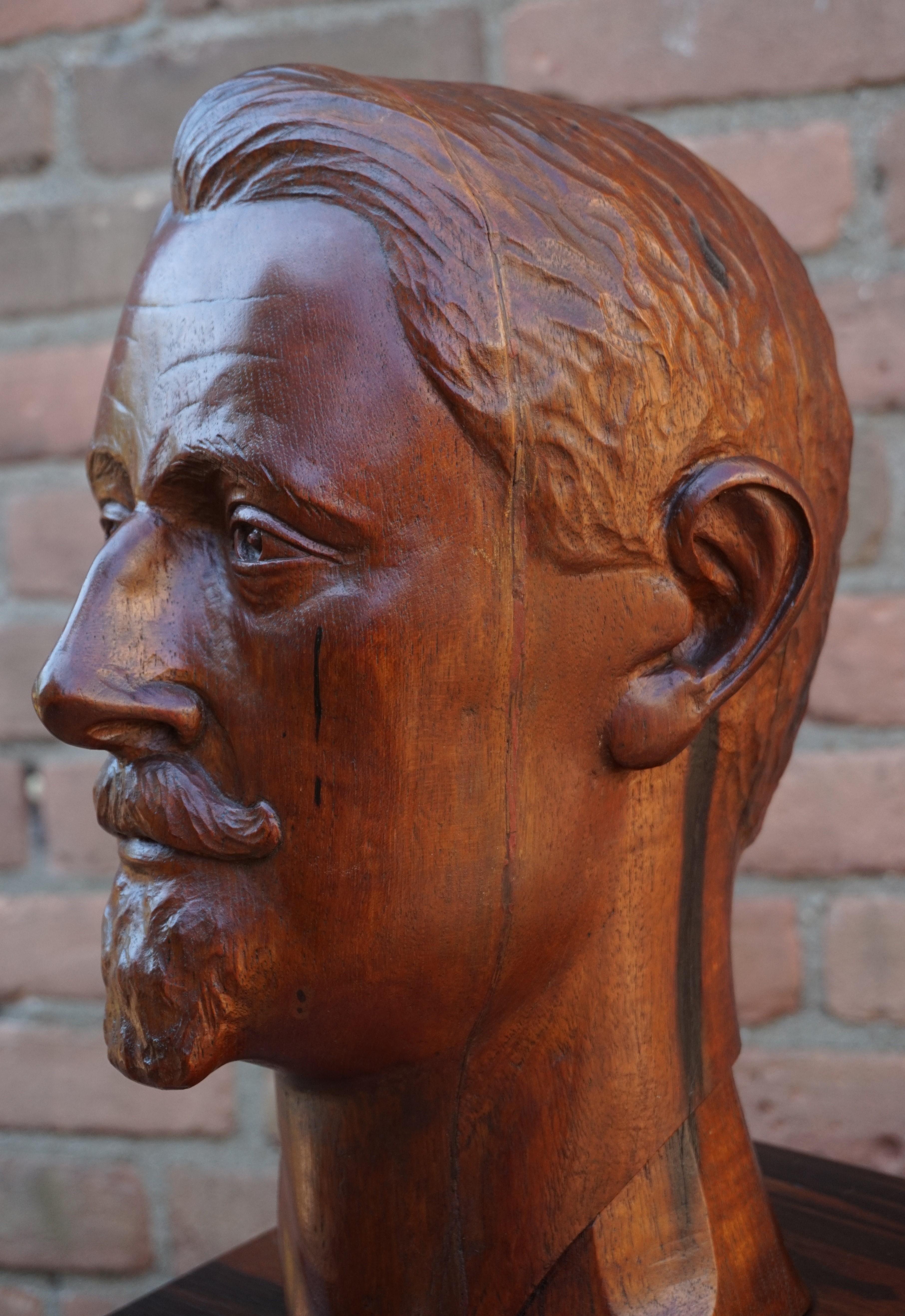 Wood Beautiful Hand Carved Art Deco Era Sculpture of Artist & Designer Chris De Moor For Sale