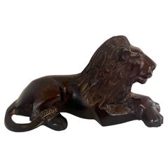 Beautiful Hand Carved Excotic Ironwood Lion Sculpture