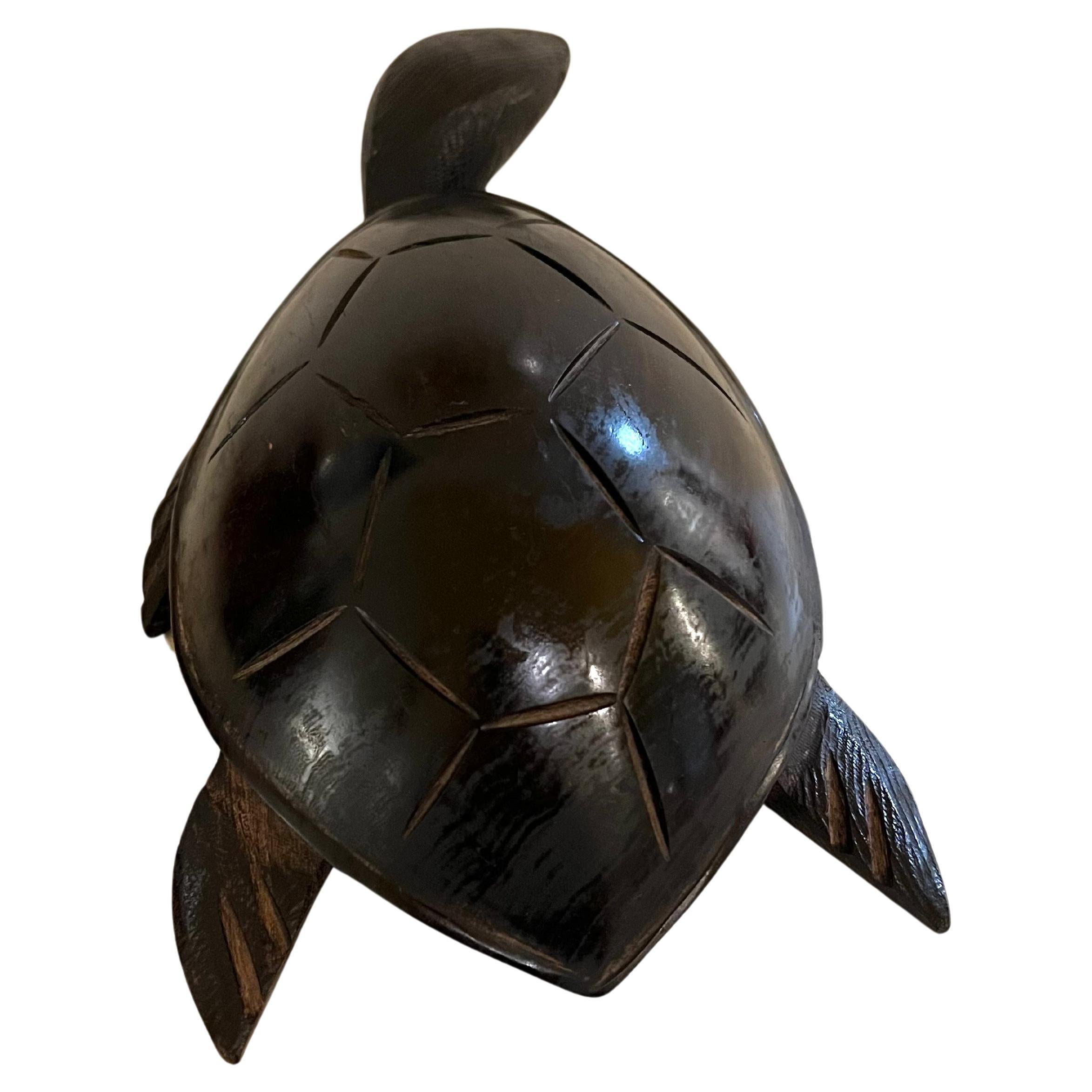 American Classical Beautiful Hand Carved Exsotic Ironwood Turtle Sculpture For Sale