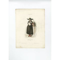 Beautiful Hand-Colored Print of a Female of Meran in Italy, 1850