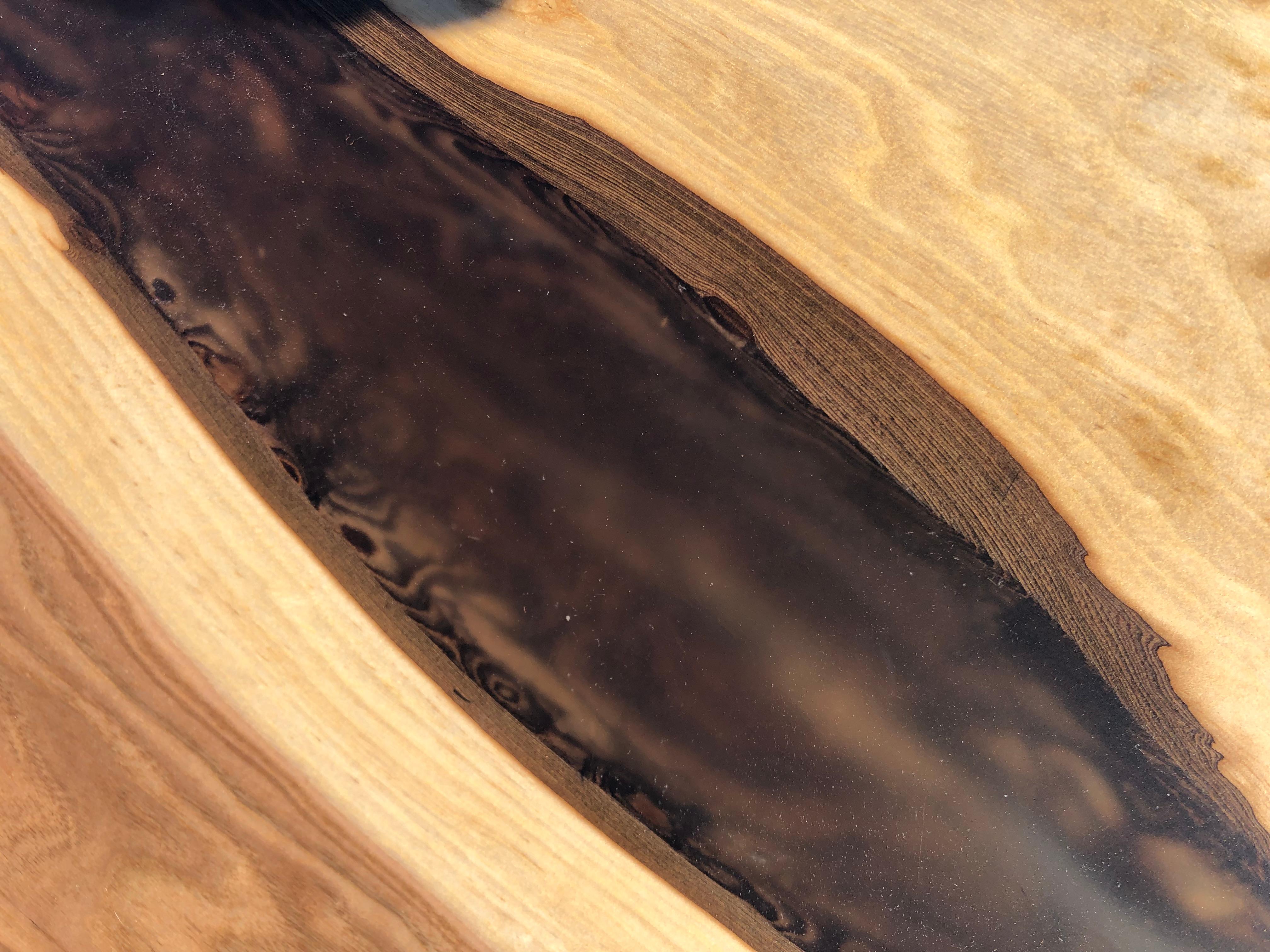 Organic Modern Beautiful Hand Crafted Butternut & Resin Live Edge Slab Coffee Table For Sale