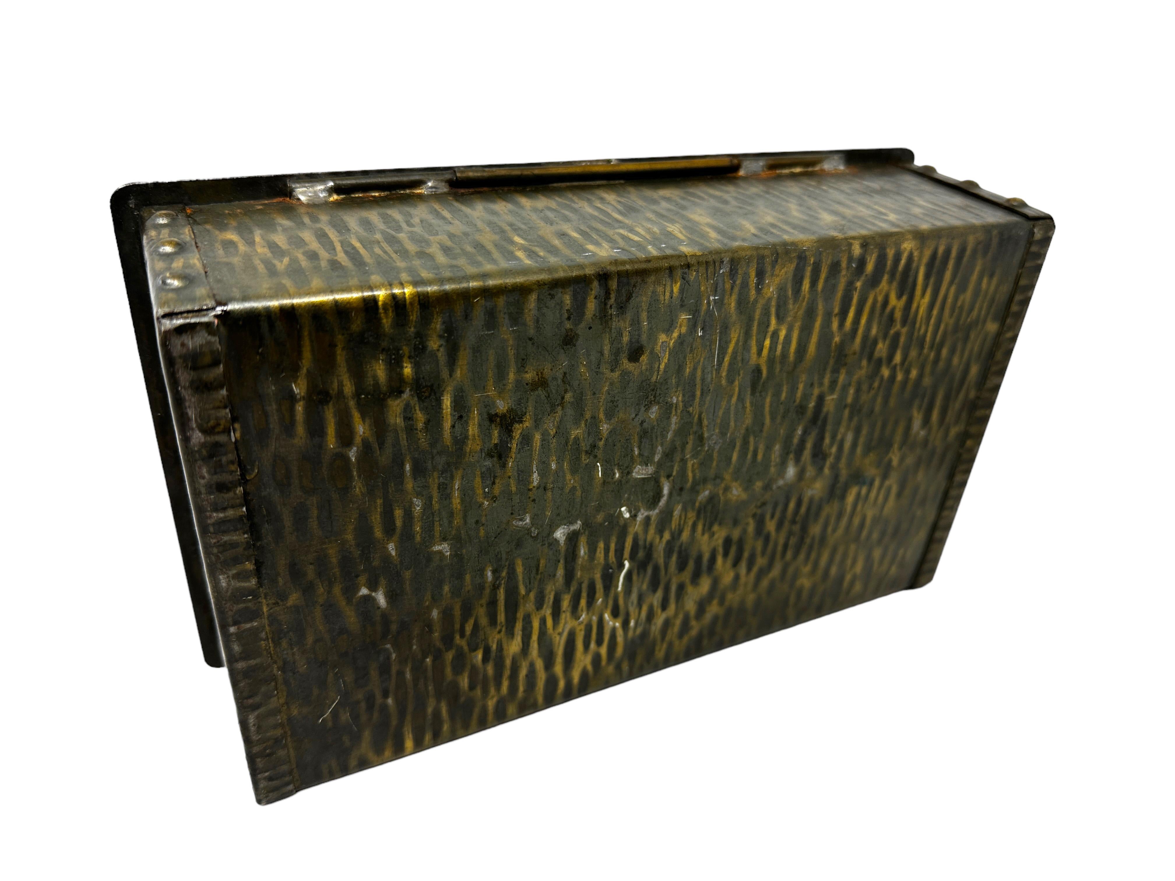 Metal Beautiful Hand Crafted Cigar Humidor Box Catchall Antique Austria, 1910s For Sale