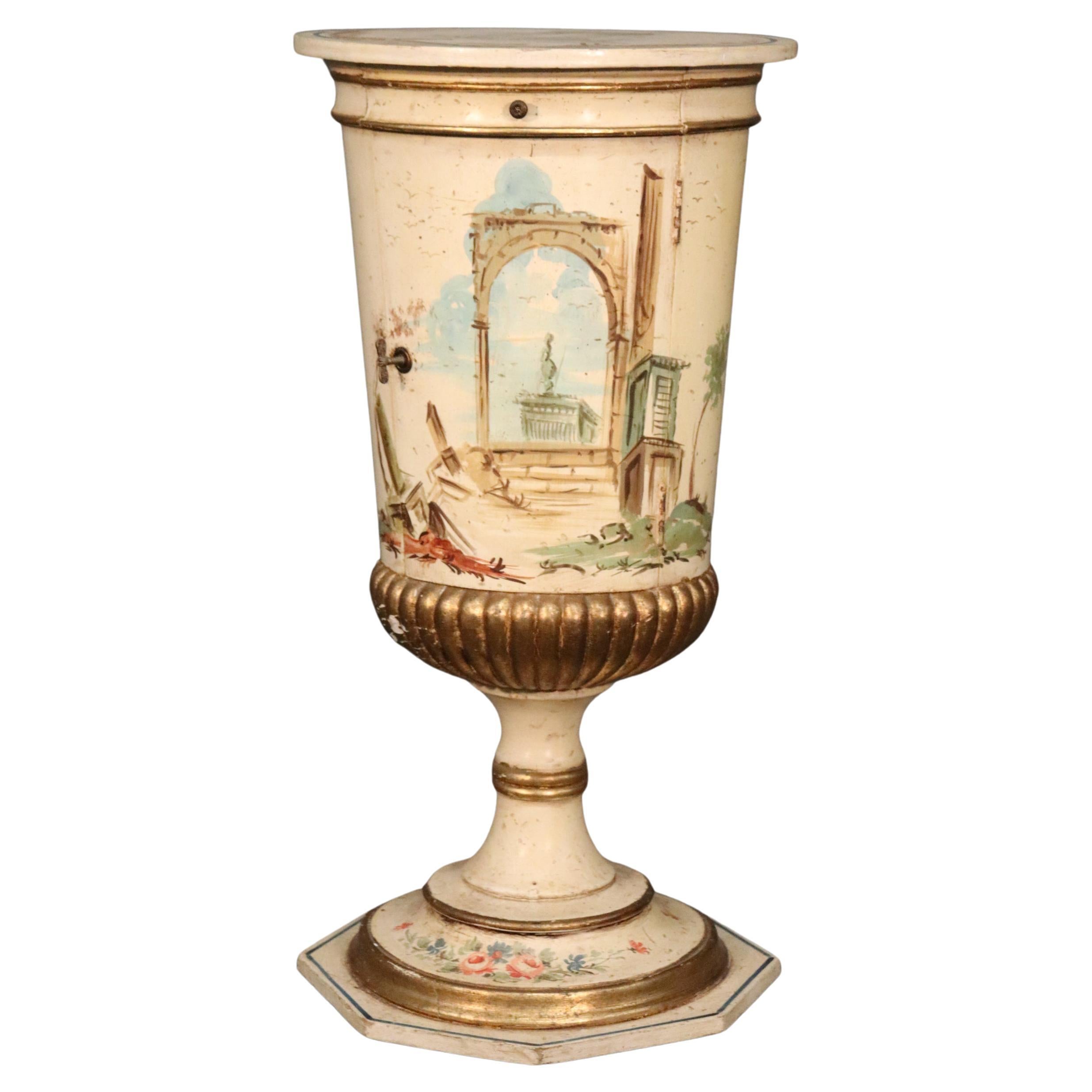 Beautiful Hand-Painted Venetian Italian Urn Form Pedestal, circa 1940s For Sale
