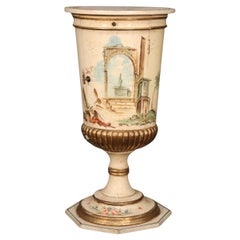 Vintage Beautiful Hand-Painted Venetian Italian Urn Form Pedestal, circa 1940s