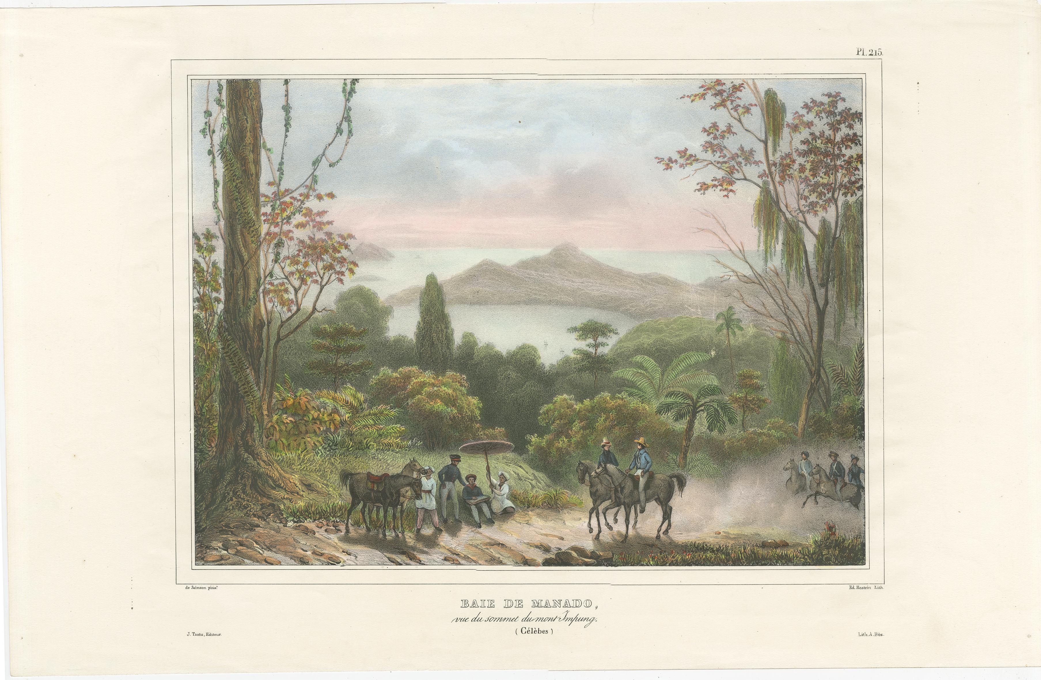 Mid-19th Century Beautiful Handcolored Print of Manado Bay in Dutch East Indies 'Indonesia', 1833