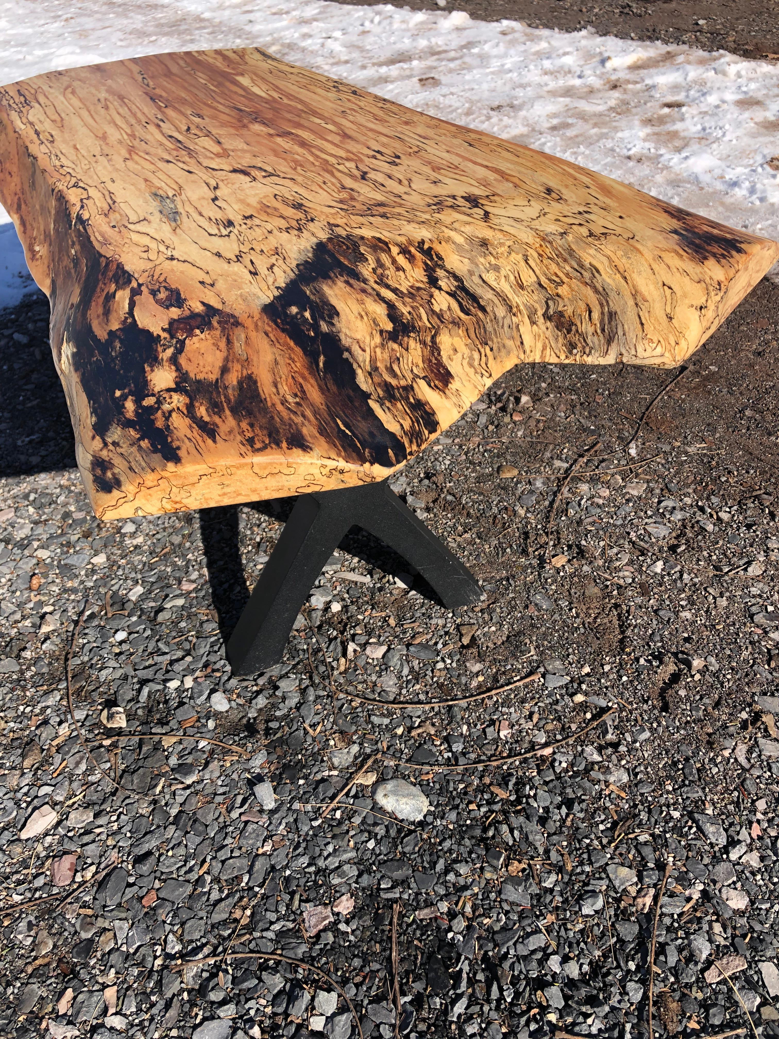 American Beautiful Handcrafted Live Edge Maple Organic Modern Coffee Table For Sale
