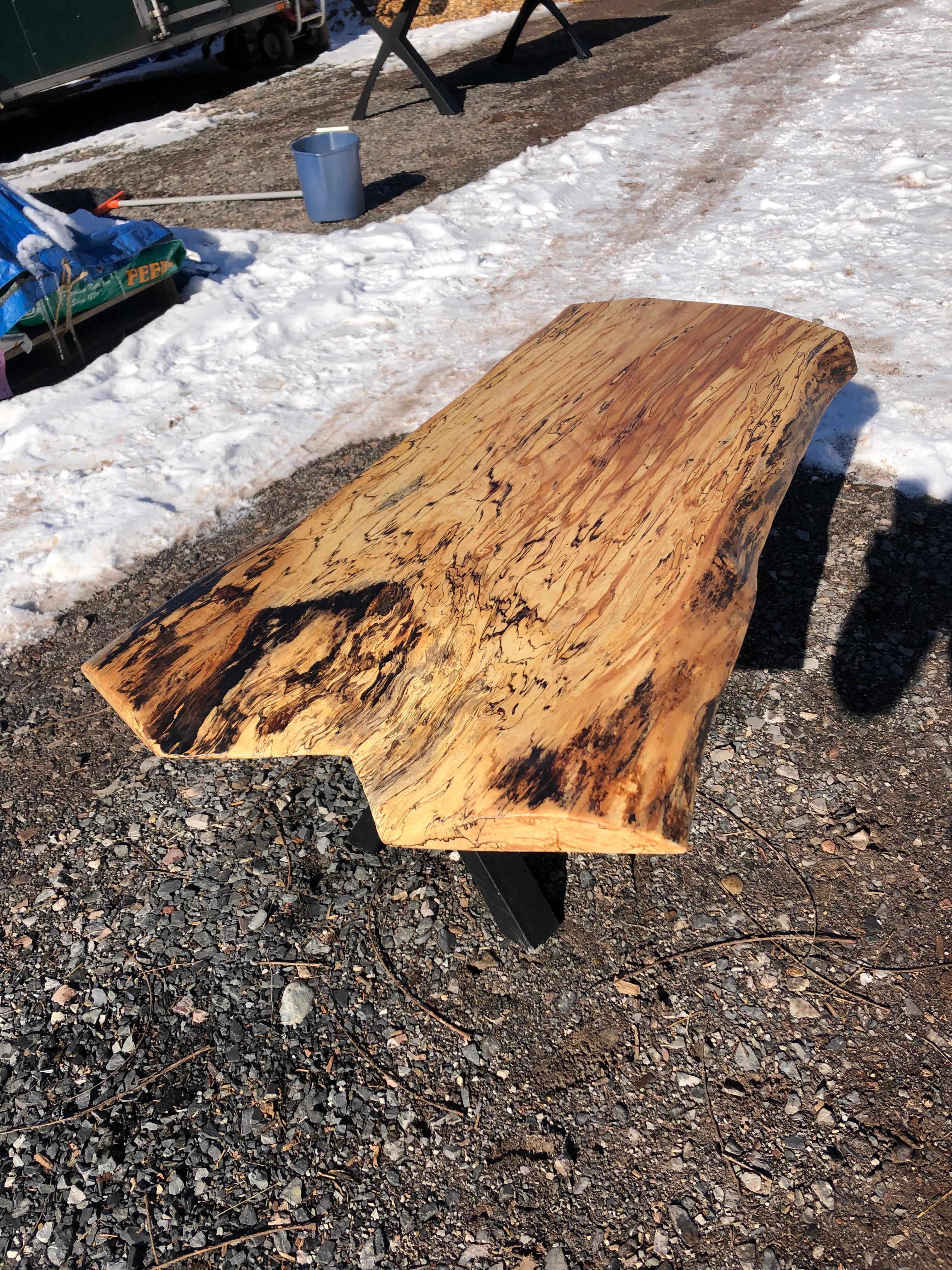 Contemporary Beautiful Handcrafted Live Edge Maple Organic Modern Coffee Table For Sale
