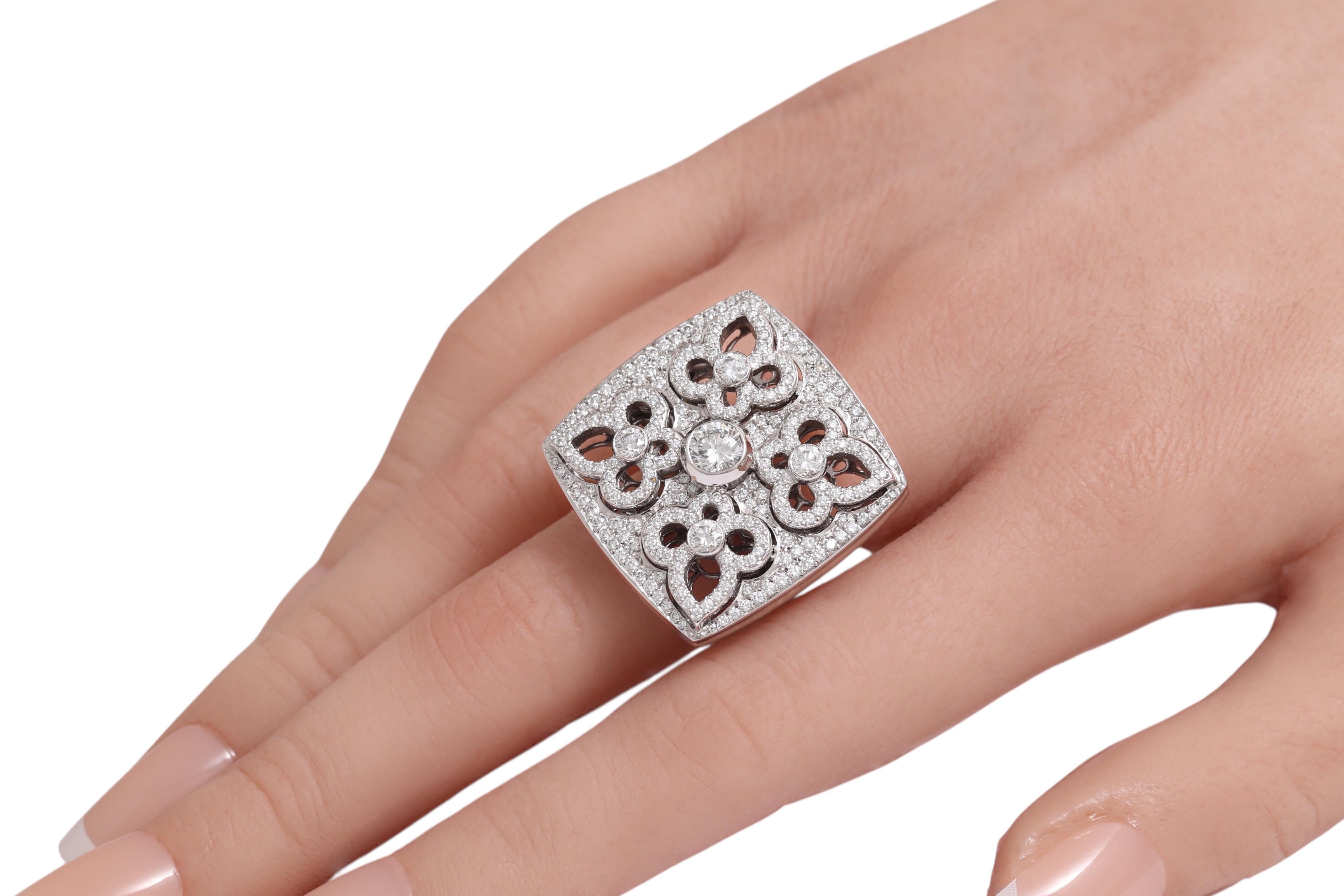 Schöner handgefertigter Volldiamanten Weißgoldring im Angebot 4