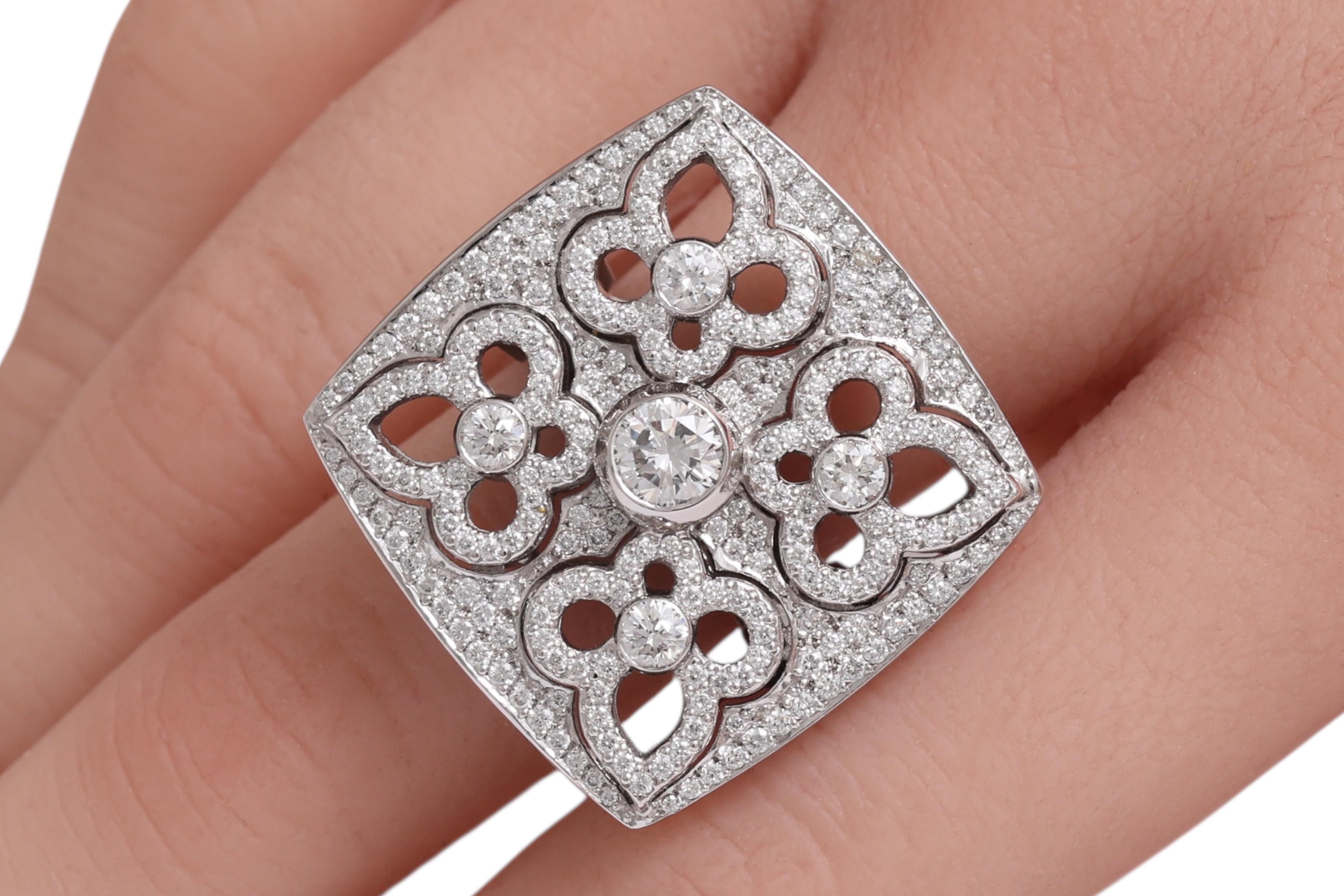 Schöner handgefertigter Volldiamanten Weißgoldring im Angebot 6