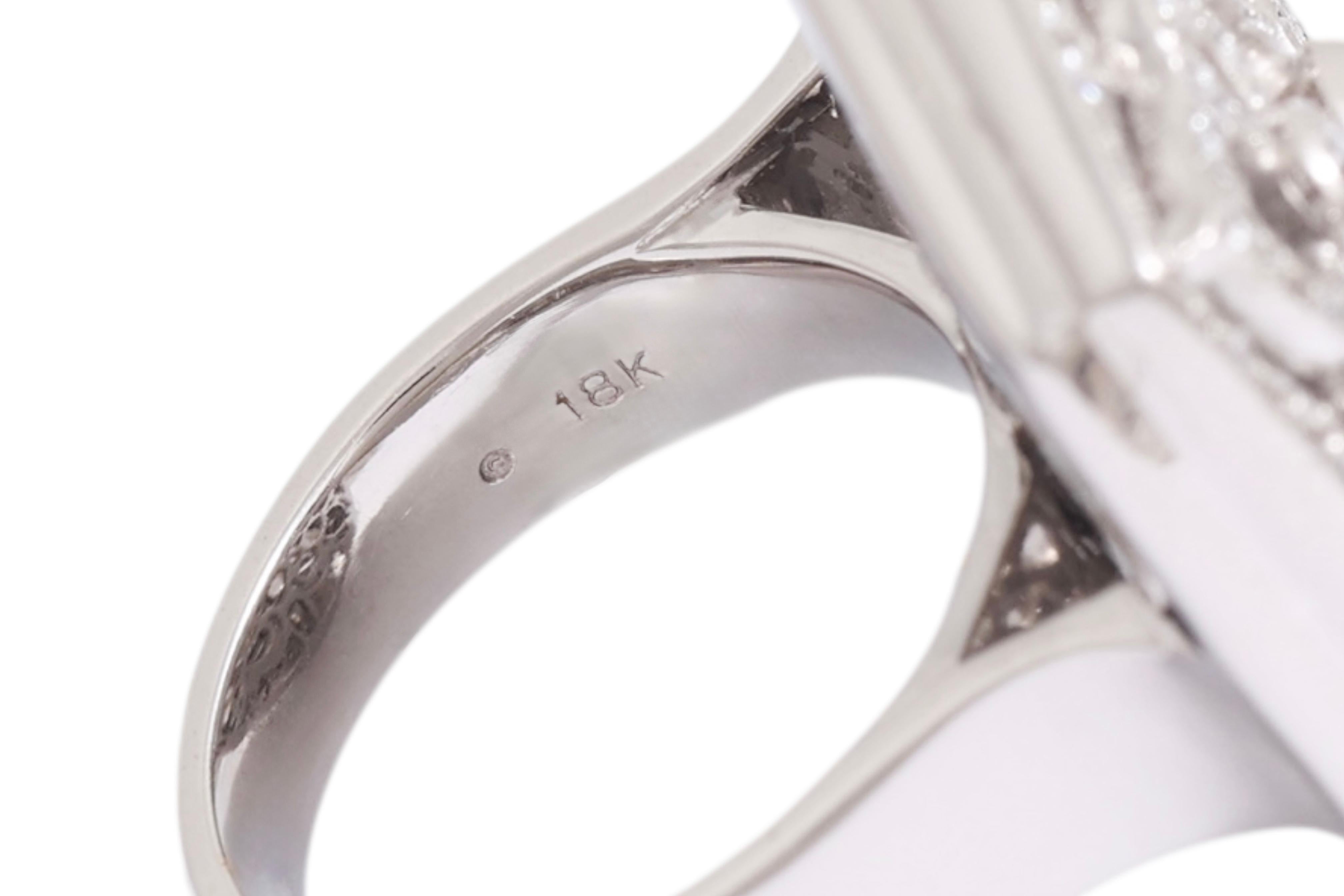 Schöner handgefertigter Volldiamanten Weißgoldring im Angebot 3