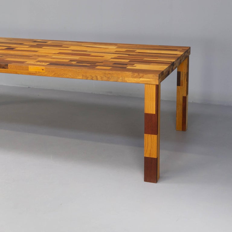 Beautiful Handmade ‘Scrap Wood’ Dining Table XXL For Sale at 1stDibs