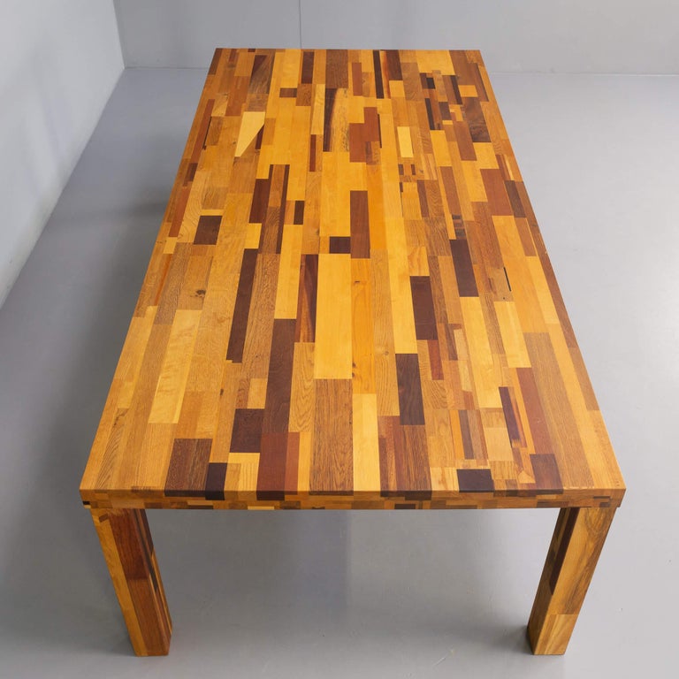 Beautiful Handmade ‘Scrap Wood’ Dining Table XXL For Sale at 1stDibs