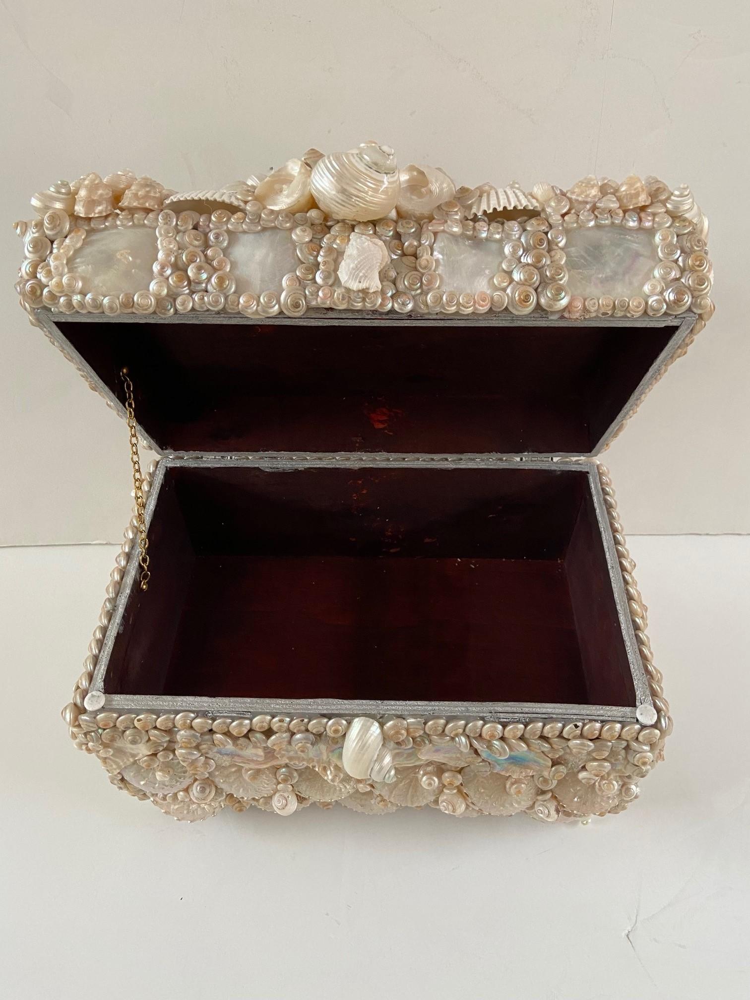 Hand-Crafted Beautiful Handmade Shell Encrusted Jewelry Box