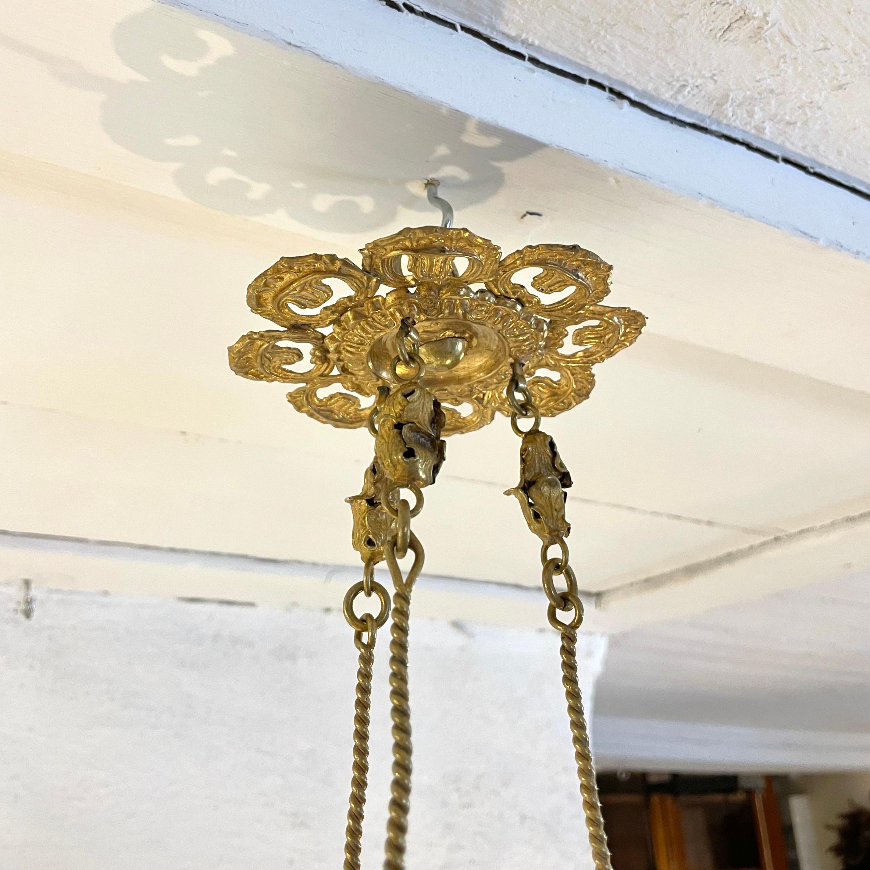 Beautiful Hanging Chandelier for a Candle in Opaline Glass from the 1840s 2