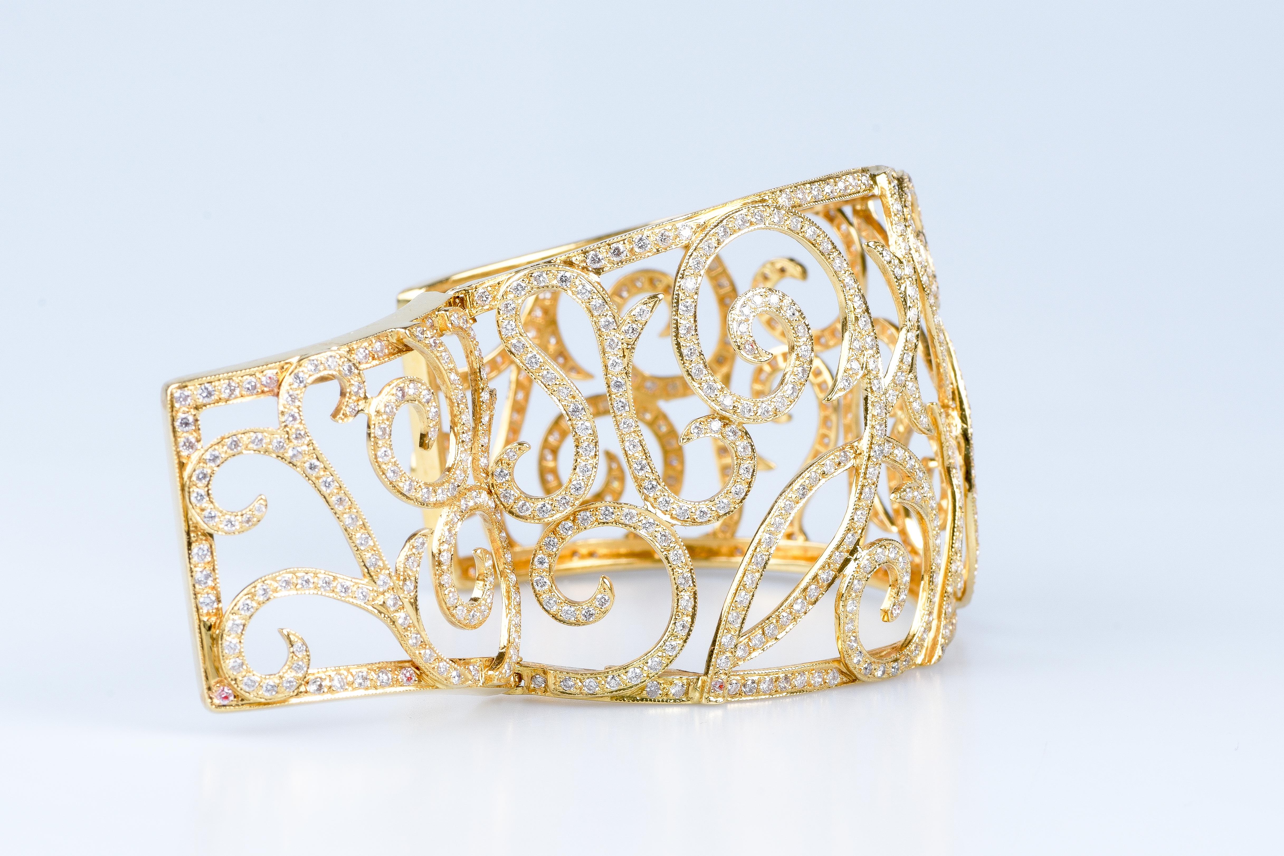 Beautiful Haute Joaillerie 18 carat yellow gold diamonds bracelet 15