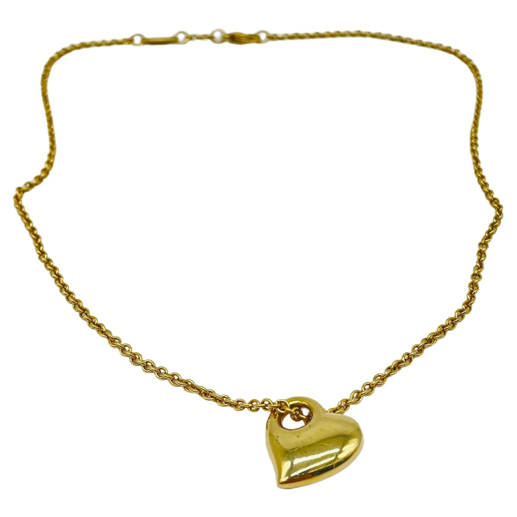 Schöne herzförmige Halskette aus 14k Gelbgold im Zustand „Gut“ im Angebot in Berlin, BE