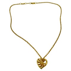 Magnifique collier en forme de cœur en or jaune 14 carats