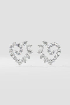 Beautiful Heart Studs Moissanite Earrings 925 Sterling Silver Anniversary Gift.