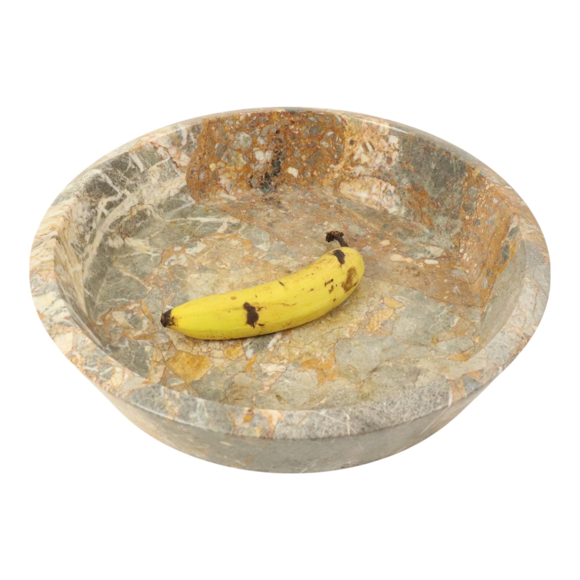 Precioso frutero de mármol grande y pesado XL Piedra natural 40cm en venta 2