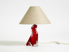 Beautiful heavy mid-century modern table lamp made of solid crystal glass