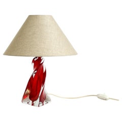 Beautiful heavy mid-century modern table lamp made of solid crystal glass