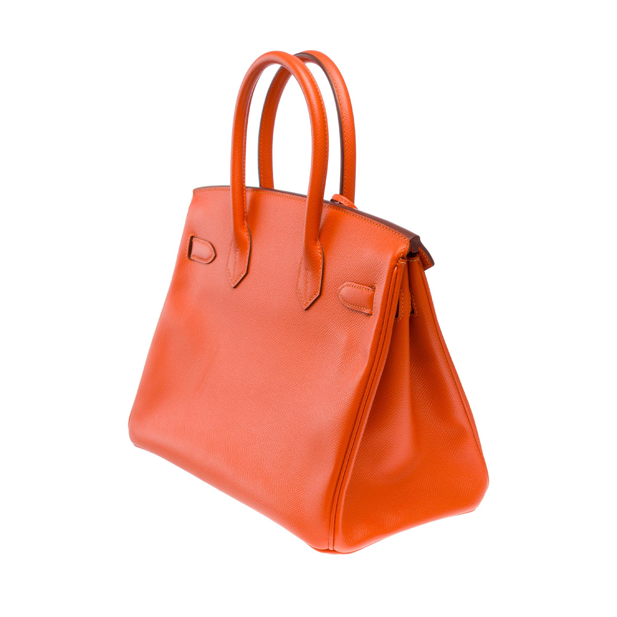 Women's Beautiful Hermes Birkin 30 handbag in Pumpkin Orange Epsom calf leather, GHW