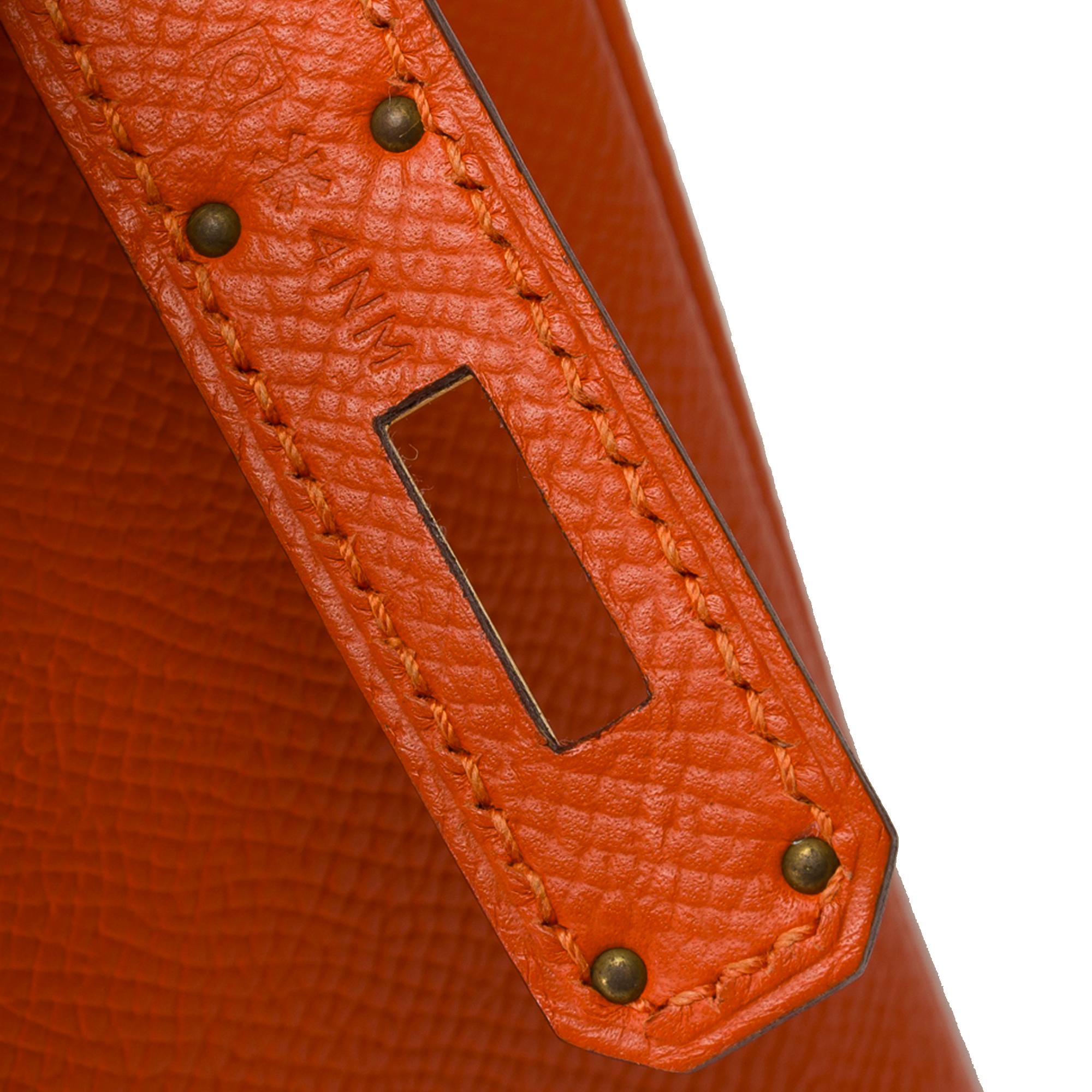 Beautiful Hermes Birkin 30 handbag in Pumpkin Orange Epsom calf leather, GHW 2