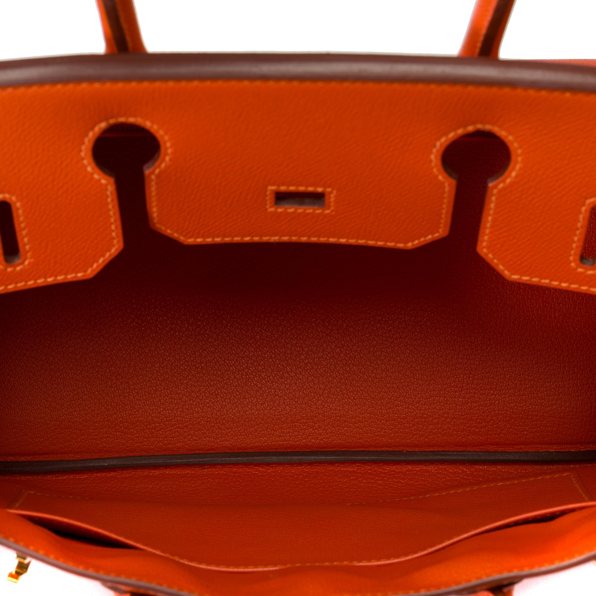 Beautiful Hermes Birkin 30 handbag in Pumpkin Orange Epsom calf leather, GHW 3