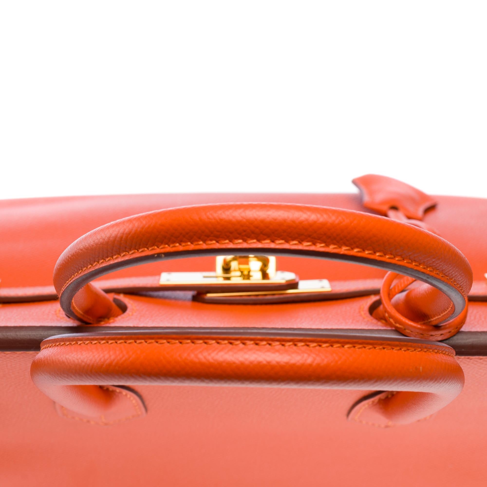 Beautiful Hermes Birkin 30 handbag in Pumpkin Orange Epsom calf leather, GHW 4