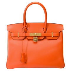 Beautiful Hermes Birkin 30 handbag in Pumpkin Orange Epsom calf leather, GHW