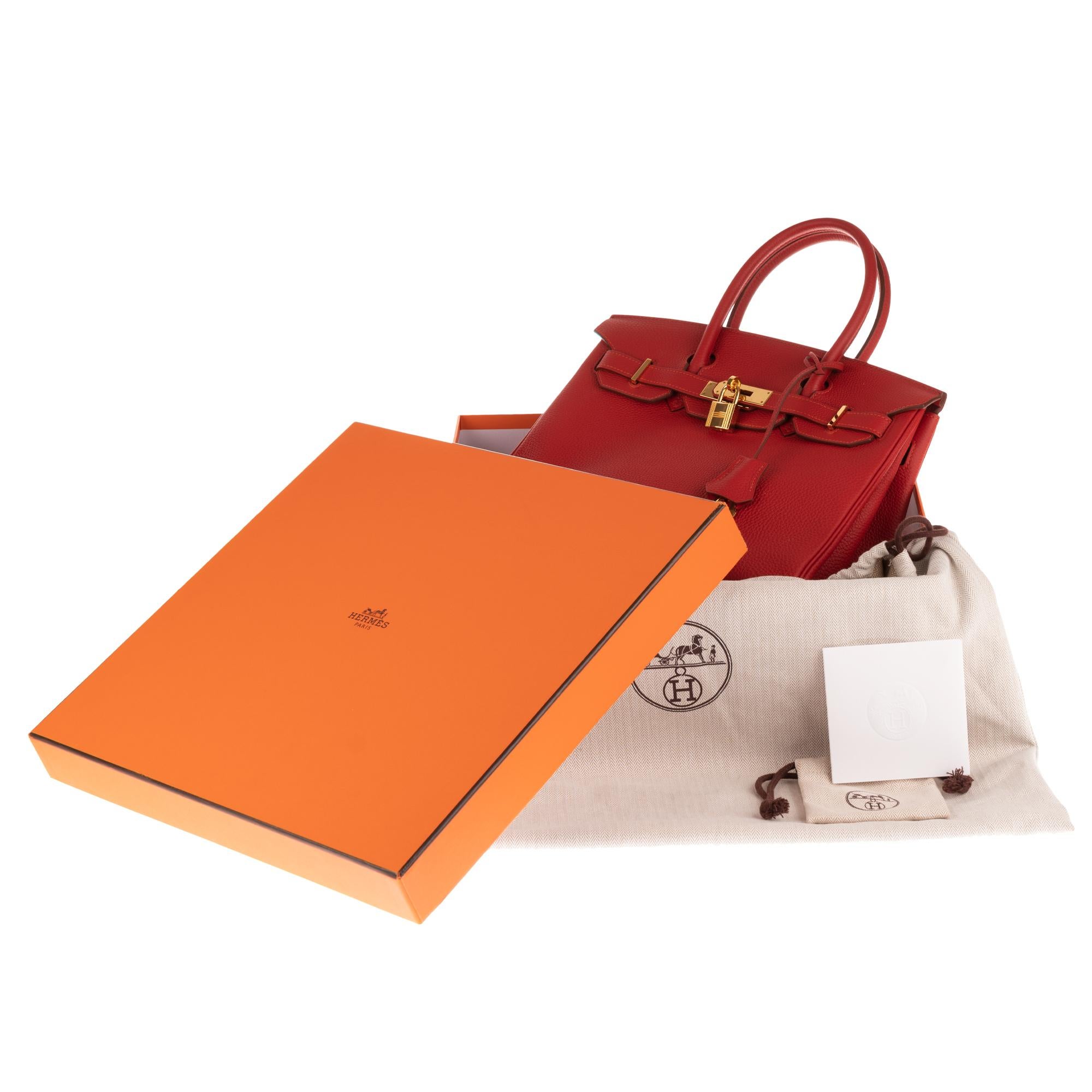 Beautiful Hermès Birkin 30 handbag in Red Togo leather, gold hardware  3