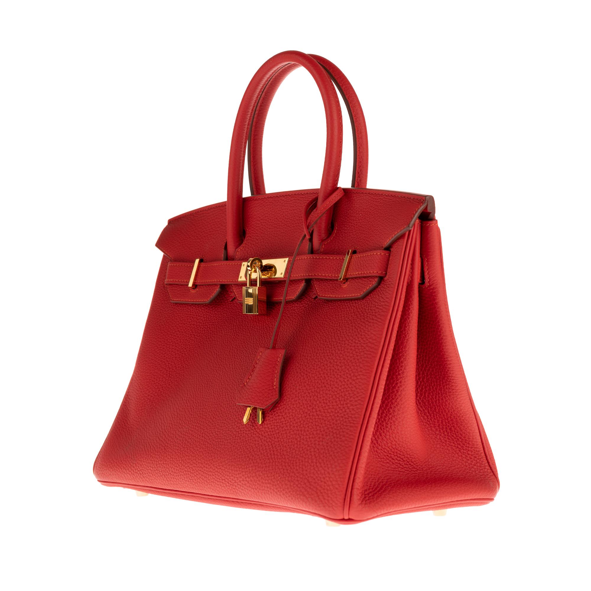 Beautiful Hermès Birkin 30 handbag in Red Togo leather, gold hardware  In Good Condition In Paris, IDF