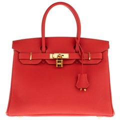 Beautiful Hermès Birkin 30 handbag in Red Togo leather, gold hardware