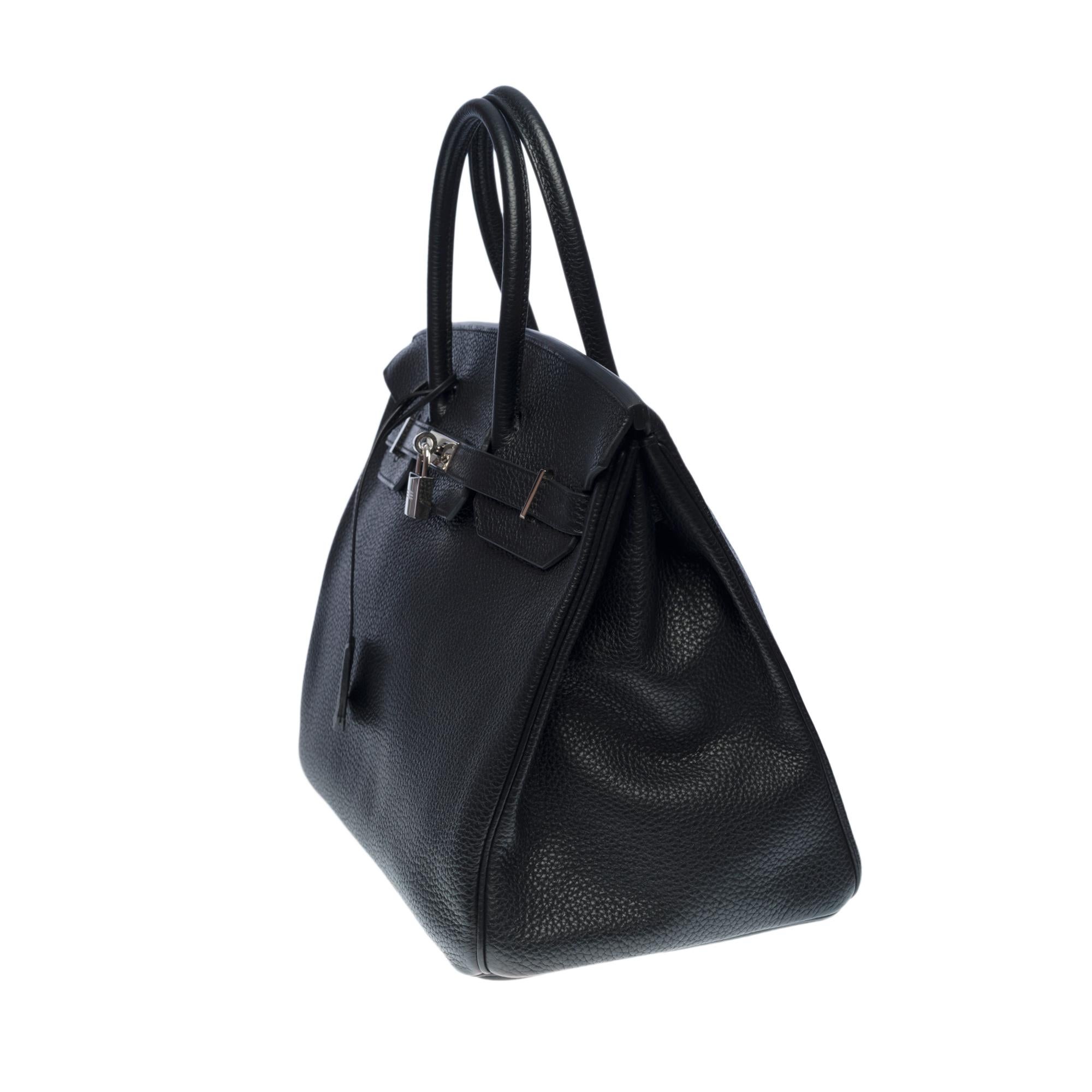 Black Beautiful Hermès Birkin 35 handbag in black Togo leather, silver hardware