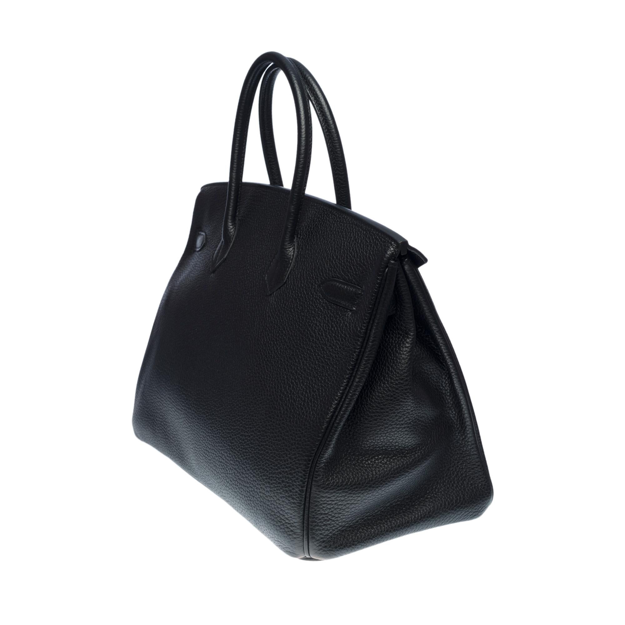 Beautiful Hermès Birkin 35 handbag in black Togo leather, silver hardware In Good Condition In Paris, IDF