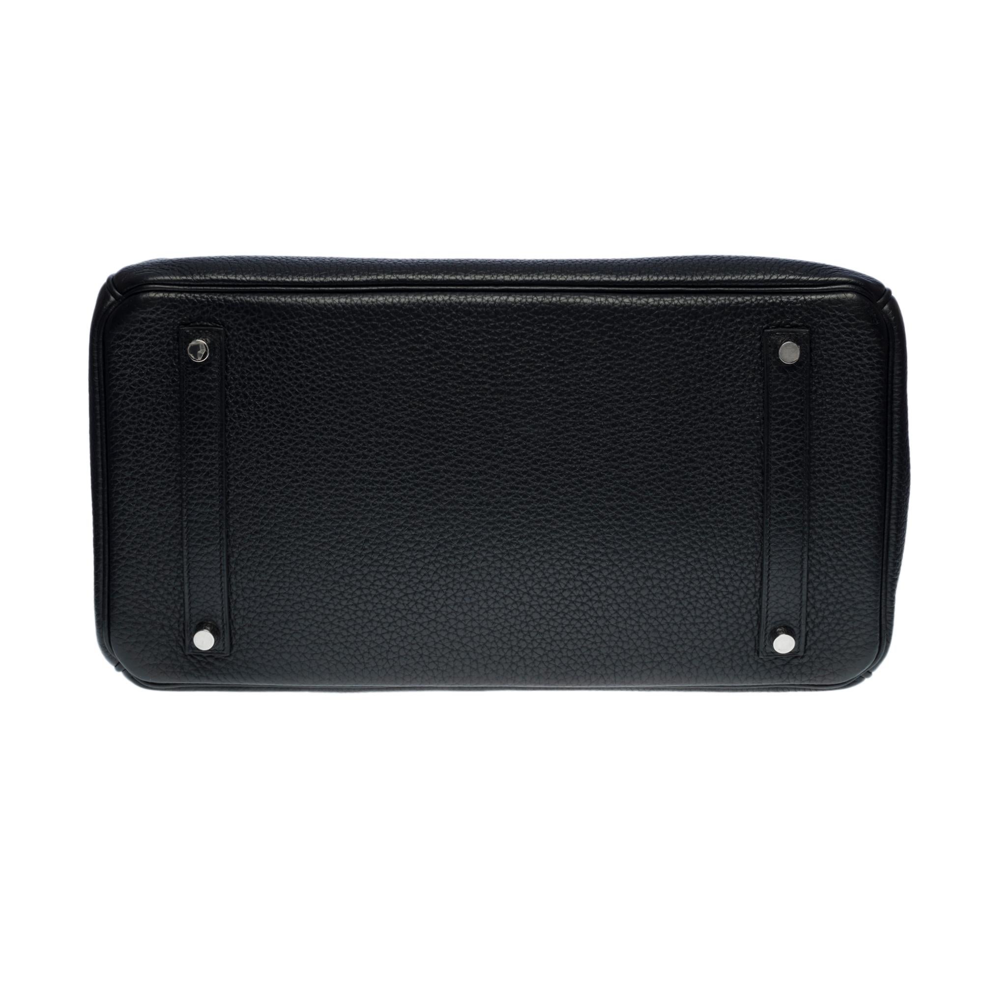Beautiful Hermès Birkin 35 handbag in black Togo leather, silver hardware 4