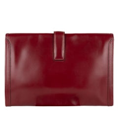 Beautiful Hermès "Jige" Clutch in burgundy box leather