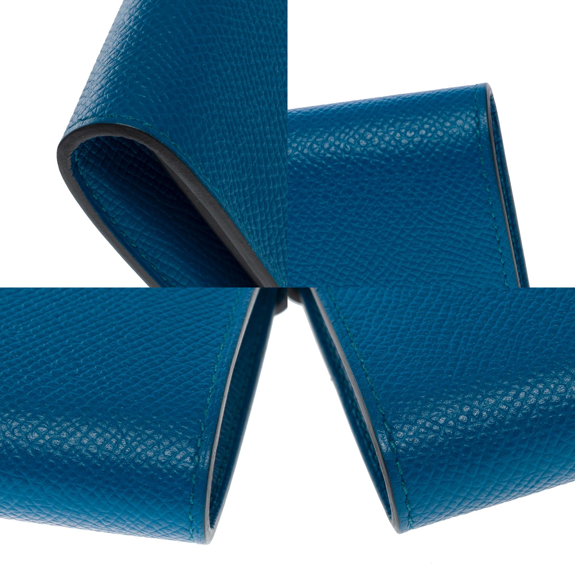 Beautiful Hermès Kelly Wallet in Bleu Canard Epsom calf leather , SHW 6