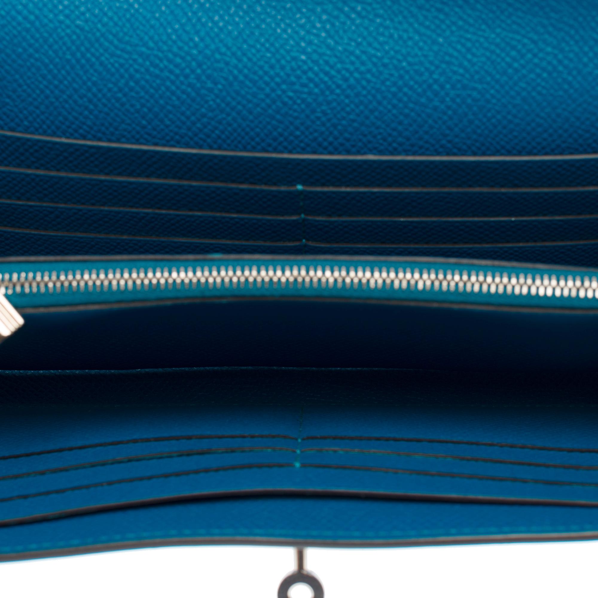Beautiful Hermès Kelly Wallet in Bleu Canard Epsom calf leather , SHW 4