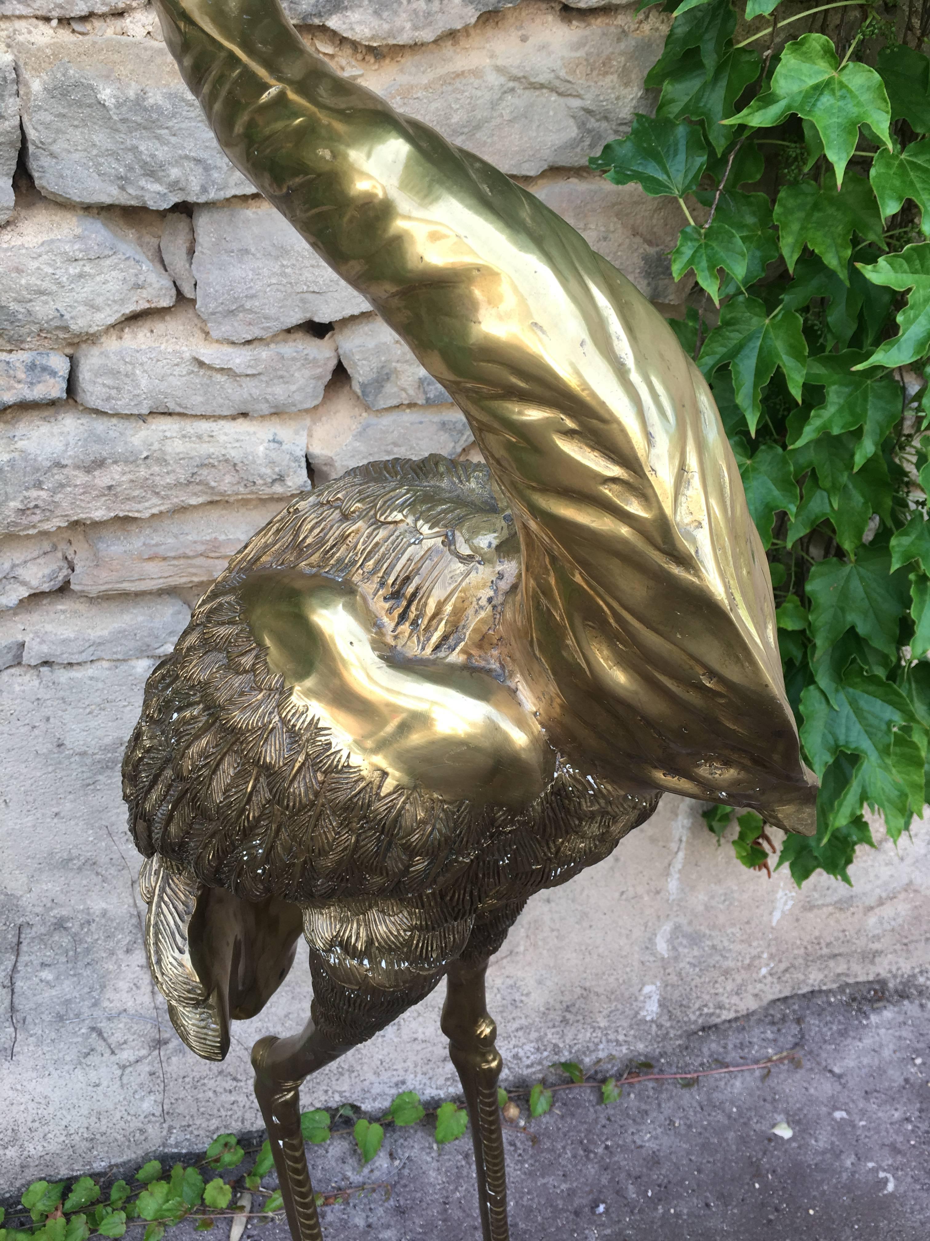 Belle Époque Beautiful Heron Brass Sculpture