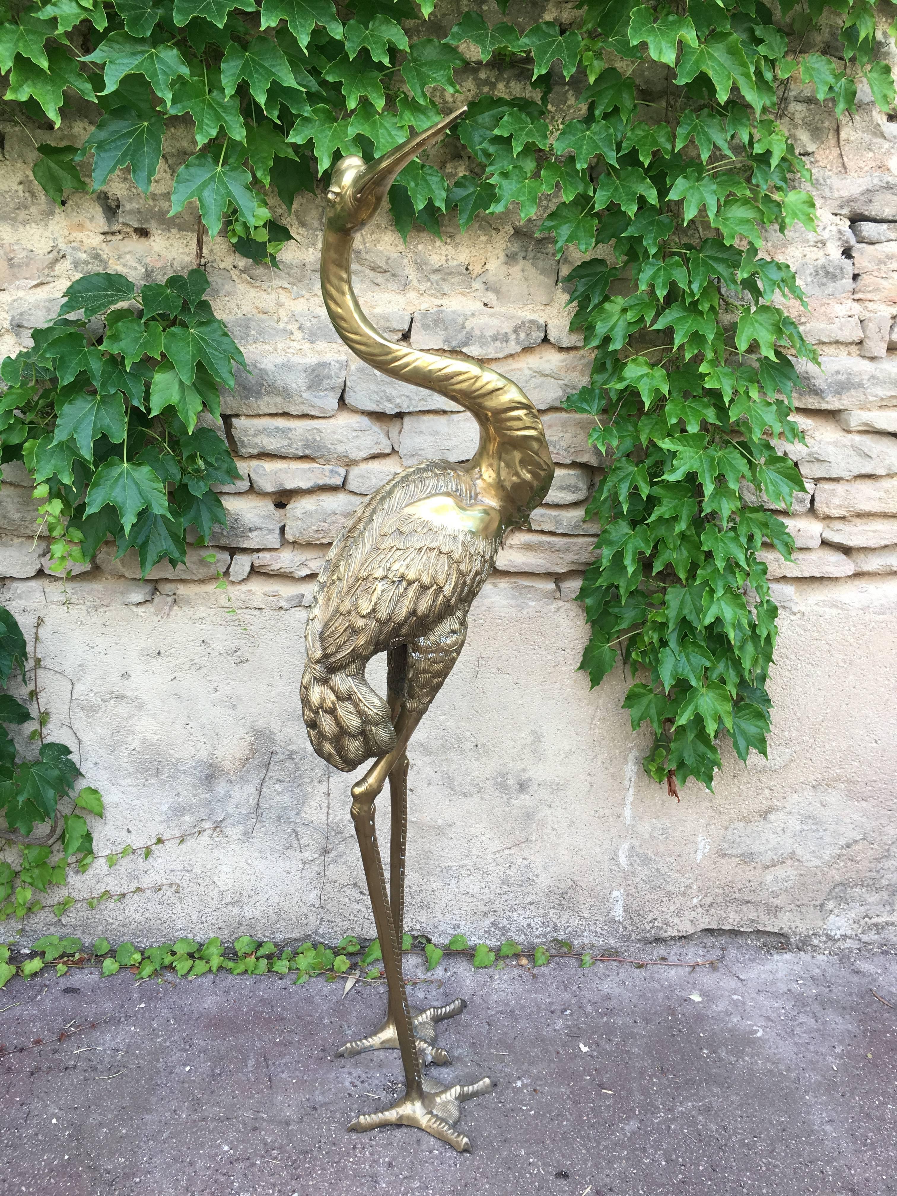 Beautiful Heron Brass Sculpture In Excellent Condition In Brooklyn, NY