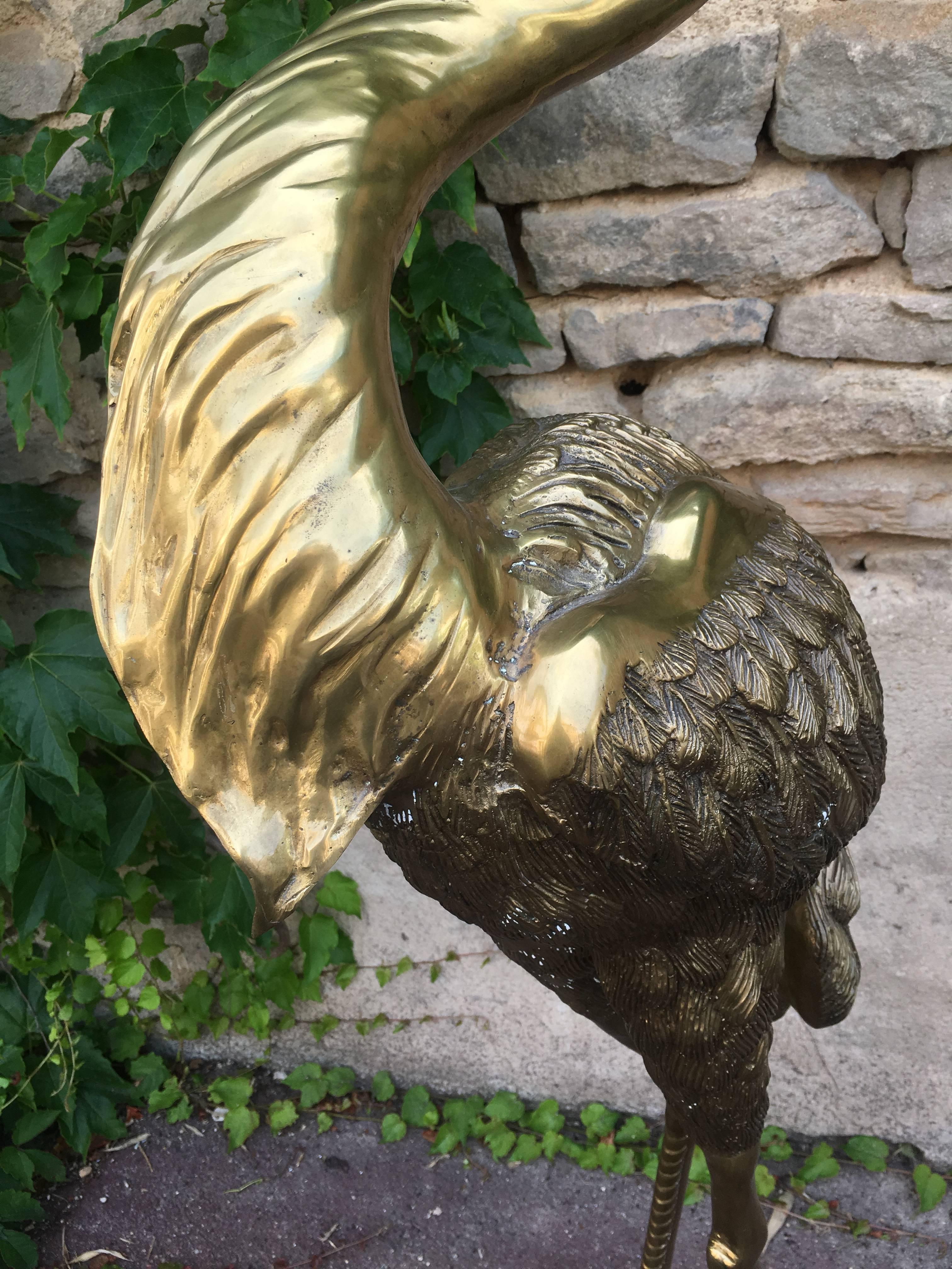 Beautiful Heron Brass Sculpture 2