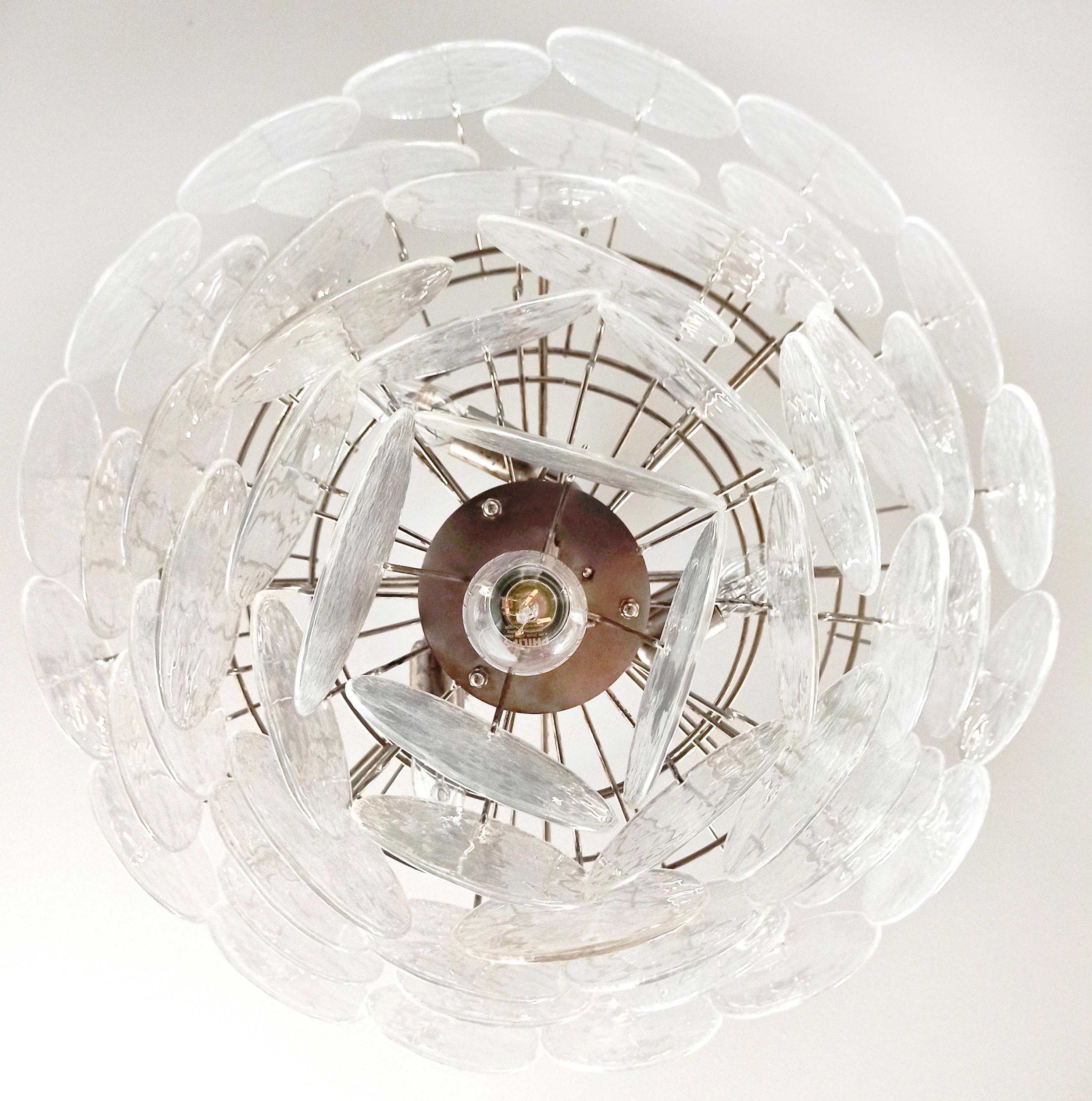 Italian Beautiful high quality Murano chandelier space age - 57 iridescent glasses For Sale